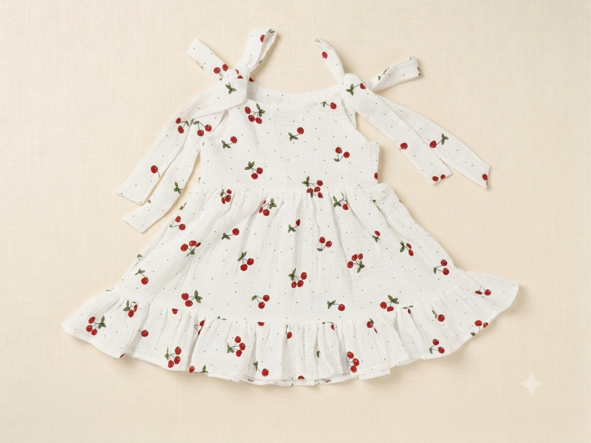 Cherry Muslin Dress