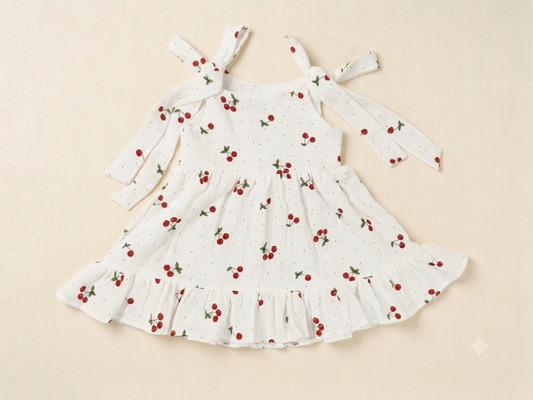 Cherry Muslin Dress